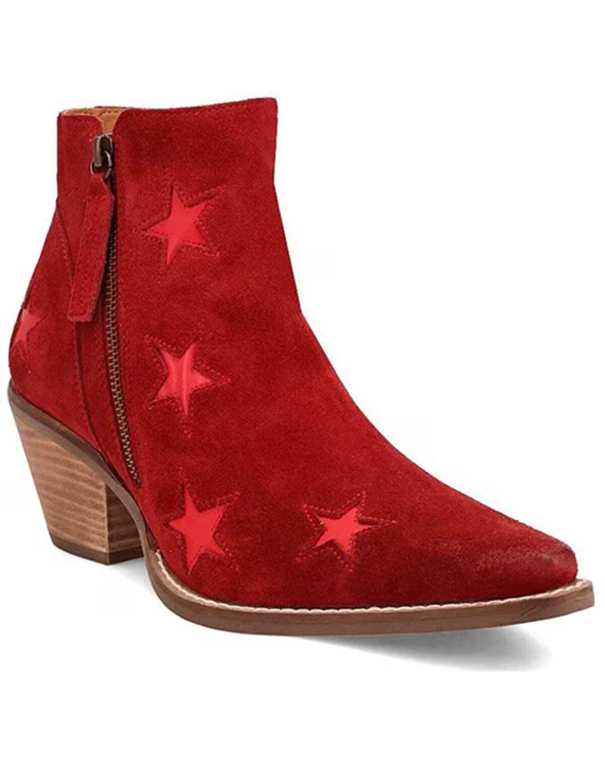 Image #1 - Dingo Women's Little Star Suede Western Booties - Snip Toe, , hi-res