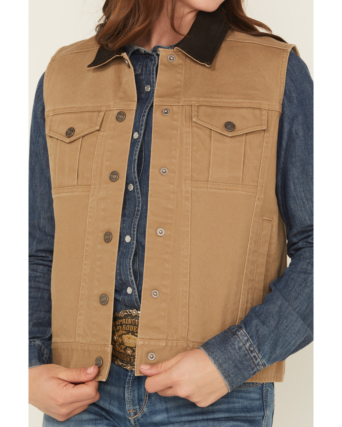 Image #3 - Shyanne Women's Twill Button-Down Utility Vest, Tan, hi-res