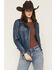 Image #2 - Mauritius Leather Women's Christy Americana Moto Jacket, Blue, hi-res