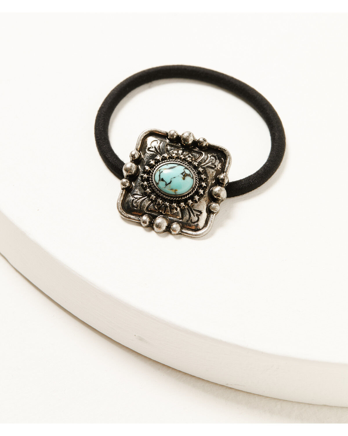 Image #2 - Shyanne Women's Square Concho Ponytail Holder, Silver, hi-res