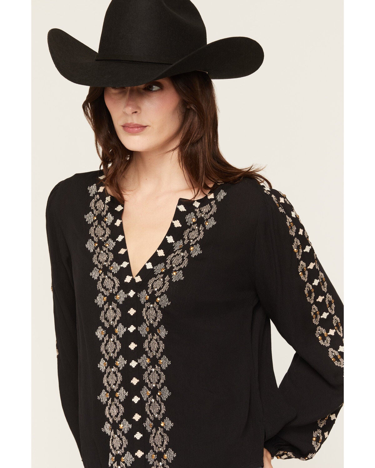 Image #2 - Idyllwind Women's Devonshire Embroidered Blouse, Black, hi-res