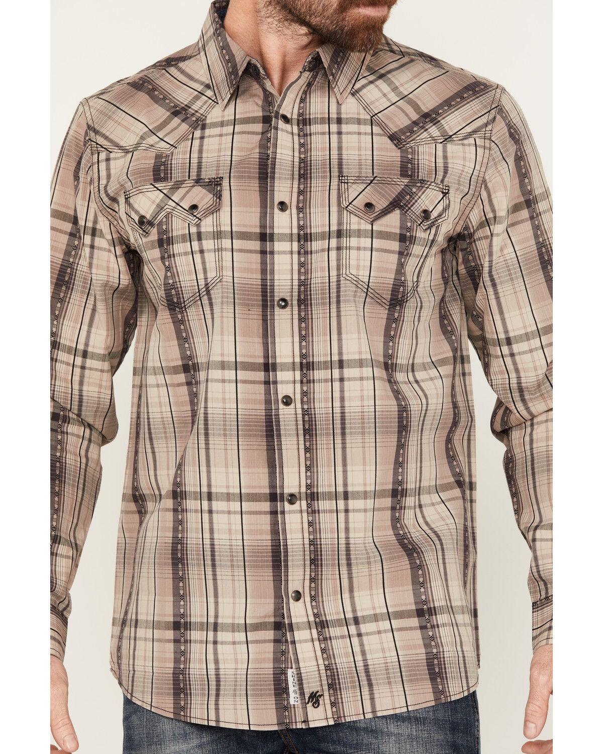 Image #3 - Moonshine Spirit&reg; Men's Load Plaid Print Long Sleeve Snap Western Shirt, Tan, hi-res