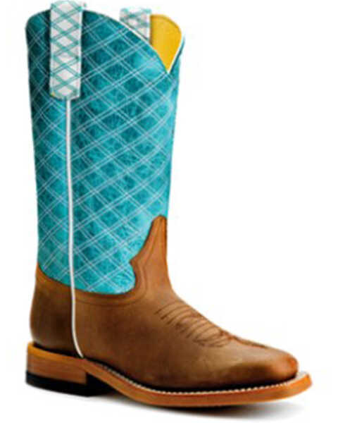 Macie Bean Boys' Barcelona Diamond Stitch Boots - Broad Square Toe, Blue, hi-res