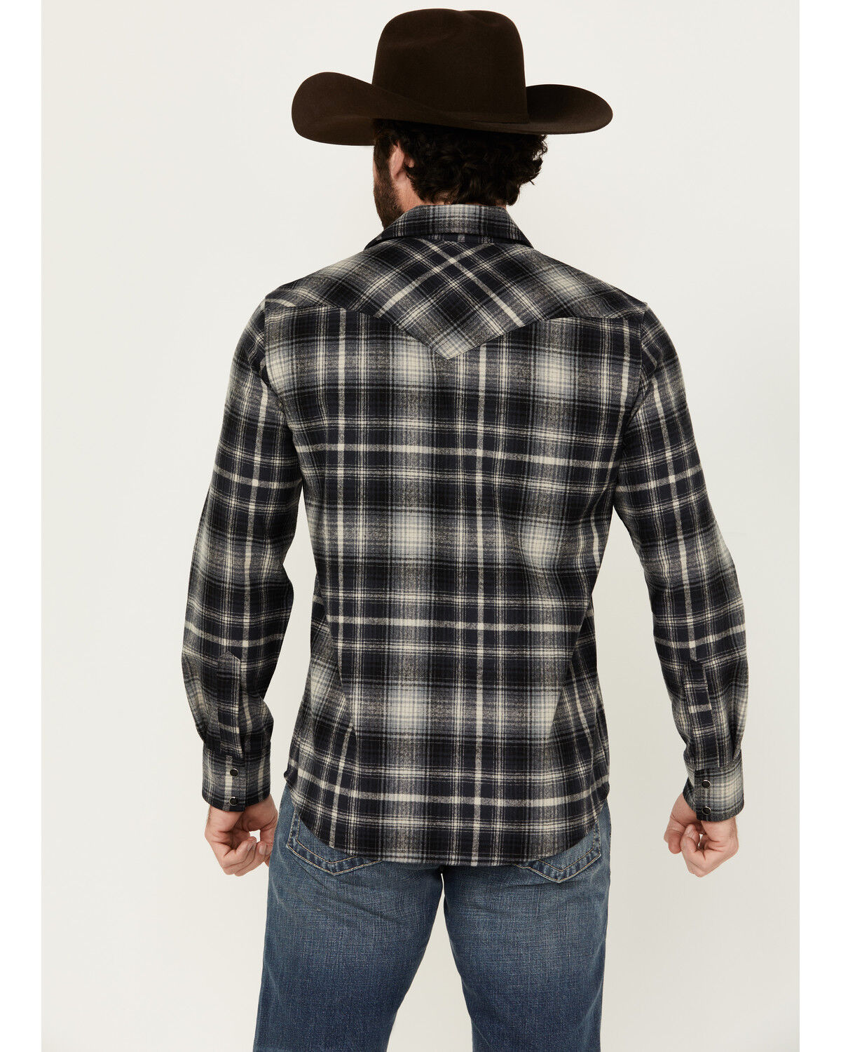 Image #4 - Pendleton Men's Canyon Plaid Print Long Sleeve Snap Western Shirt, Grey, hi-res