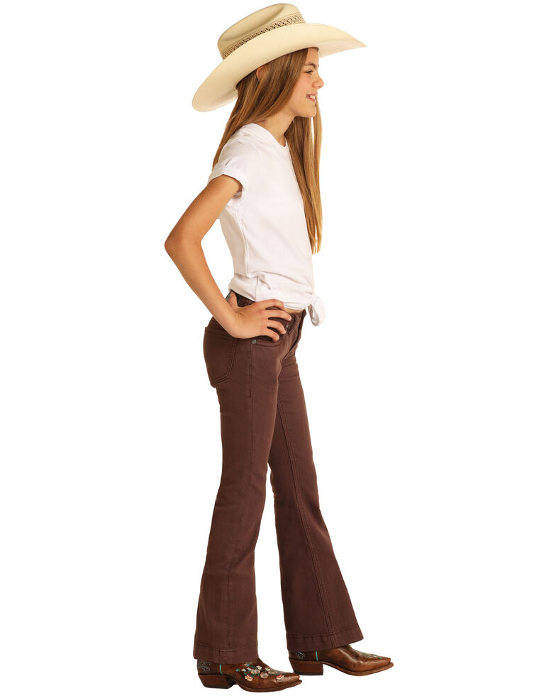Rock & Roll Denim Girls' Dusty Palm Extra Stretch Trouser Jeans , Mauve, hi-res