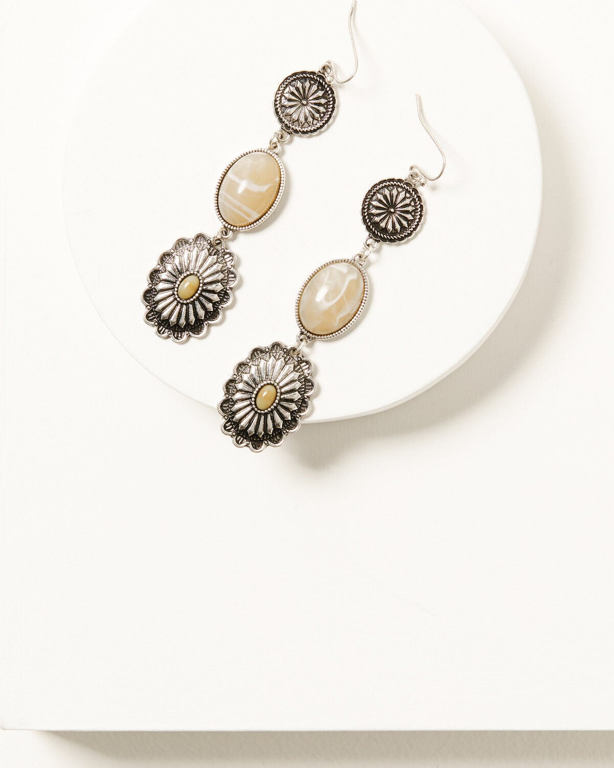 Shyanne Women's 3 Tier Statement Earrings, Natural, hi-res
