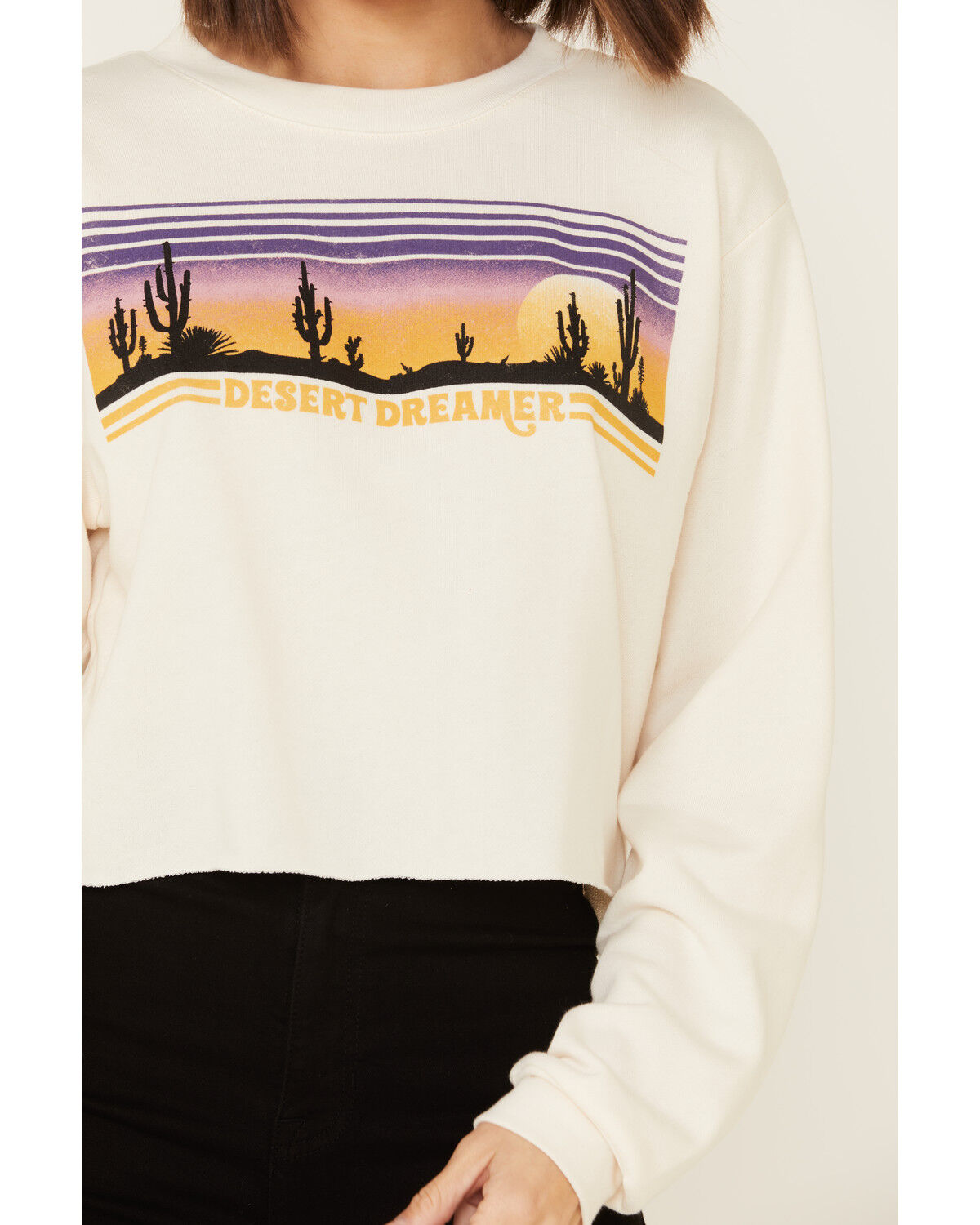 Image #3 - Cut & Paste Women's Desert Dreamer Graphic Cropped Long Sleeve Top, Cream, hi-res