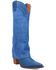 Image #1 - Dingo Women's Cuffed Wild Fire Suede Tall Western Boots - Round Toe, Blue, hi-res