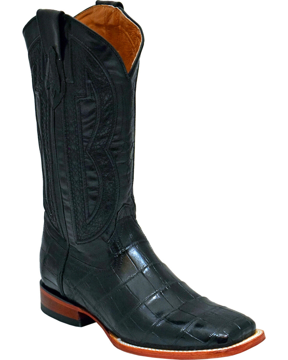 Image #1 - Ferrini Men's Genuine Alligator Belly Western Boots - Broad Square Toe, Black, hi-res