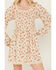 Image #3 - Wild Moss Women's Floral Print Smocked Long Sleeve Mini Dress, Ivory, hi-res