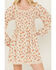 Image #3 - Wild Moss Women's Floral Print Smocked Long Sleeve Mini Dress , Ivory, hi-res