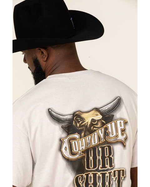 Cowboy Up Men's Cowboy Up or Shut Up Short Sleeve Graphic T-Shirt, Grey, hi-res