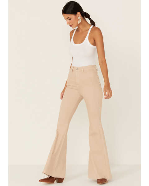 Wishlist Women's Taupe High Rise Flare Pants, Taupe, hi-res