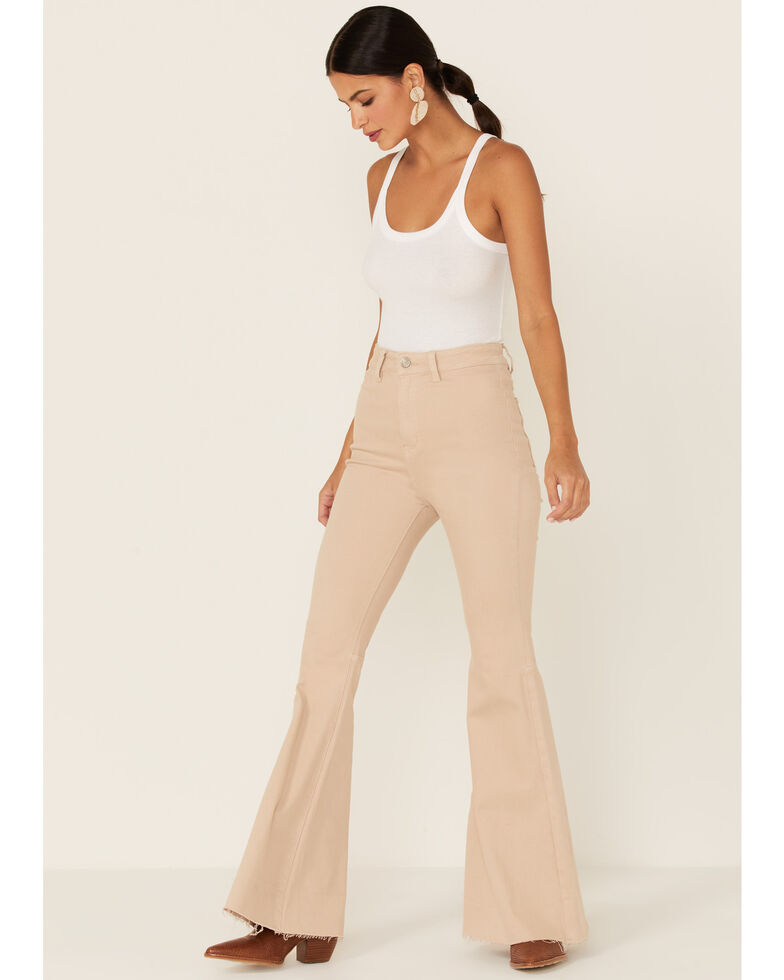 Wishlist Women's Taupe High Rise Flare Pants, Taupe, hi-res