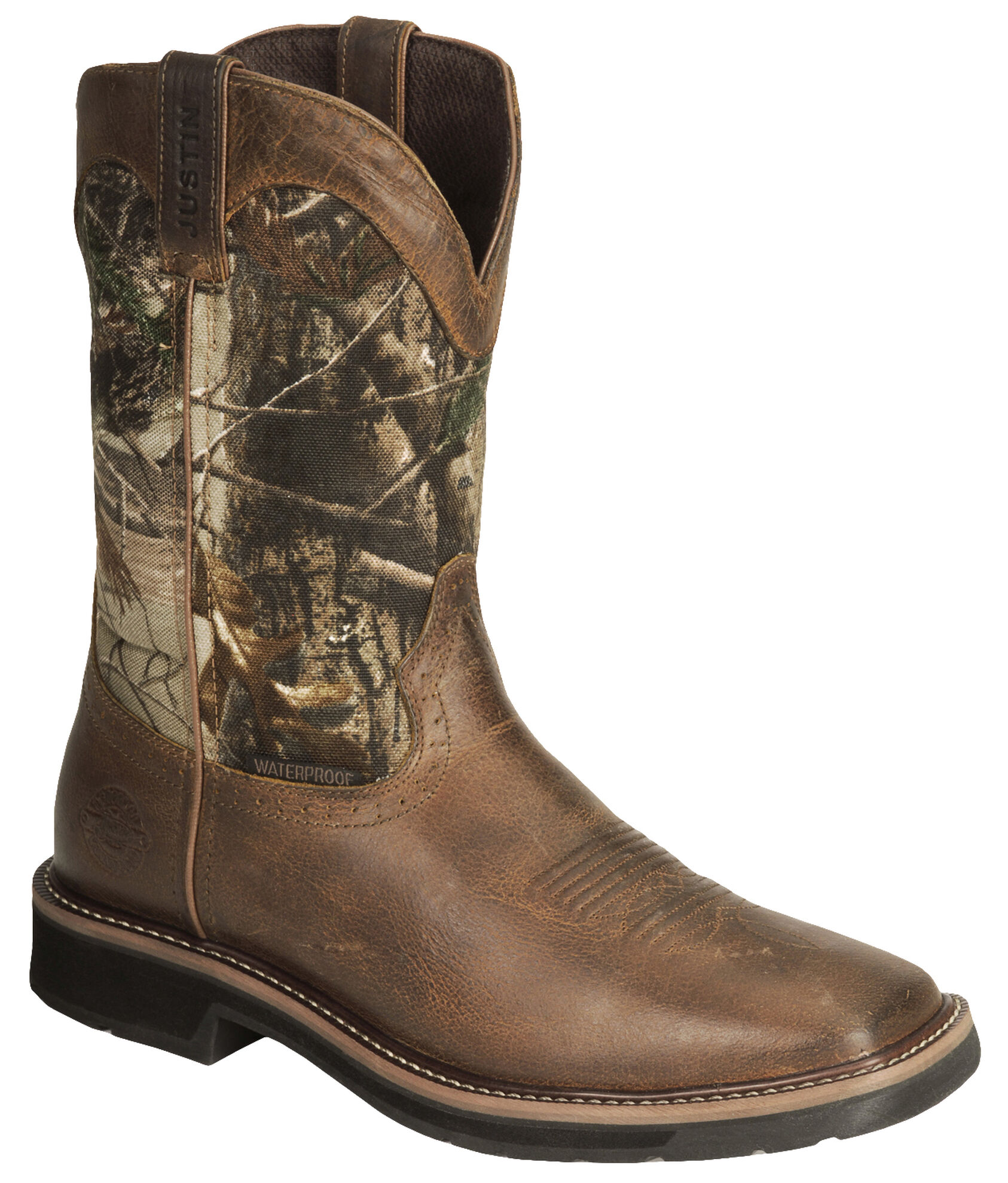 Justin Men s Stampede Trekker Camo Waterproof Boots Soft Toe Country Outfitter