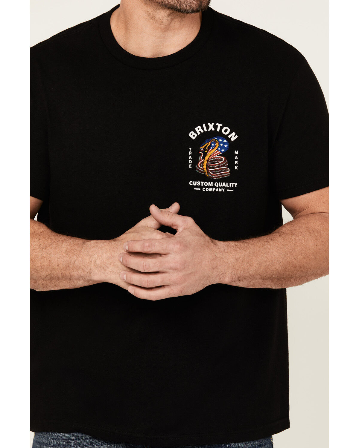 Image #3 - Brixton Men's Boot Barn Exclusive Americobra Short Sleeve Graphic T-Shirt, Black, hi-res