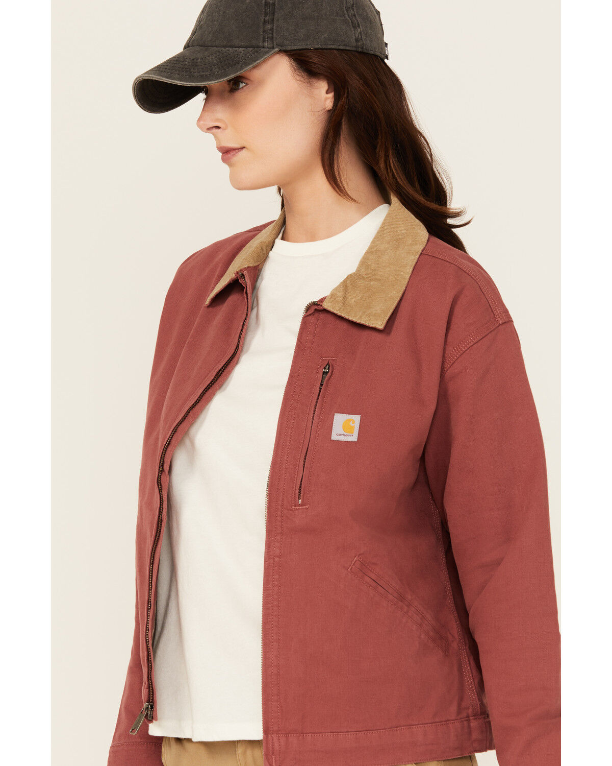 Image #2 - Carhartt Women's Rugged Flex® Loose Fit Canvas Detroit Jacket, Maroon, hi-res