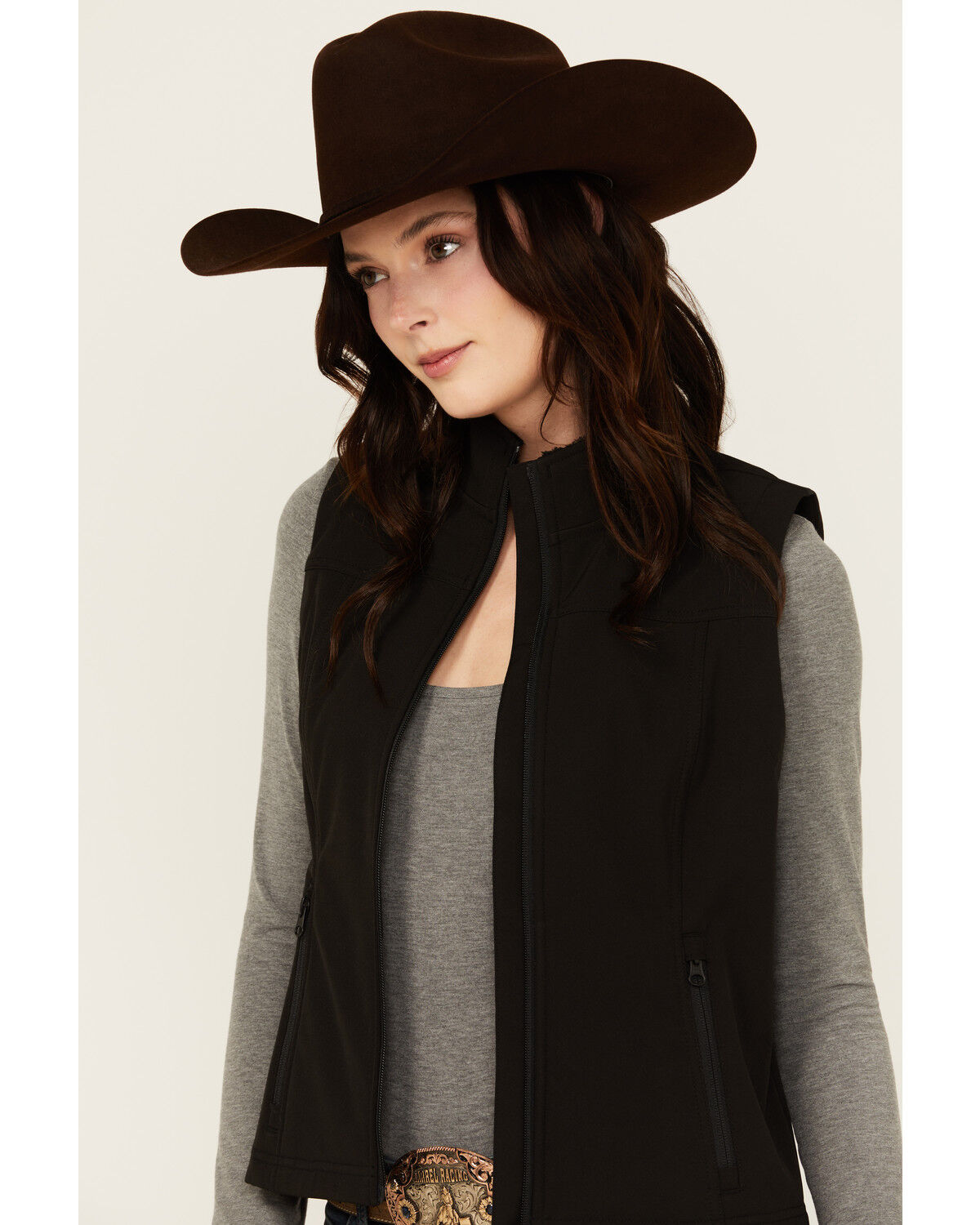 Image #2 - Shyanne Women's Solid Softshell Vest, Black, hi-res