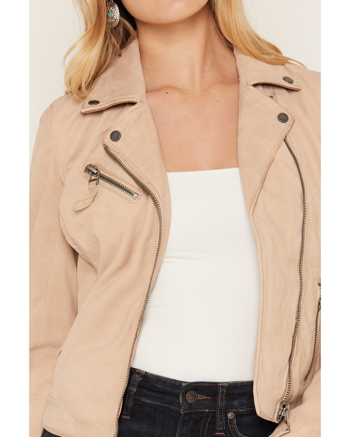 Image #3 - Mauritius Leather Women's Misty Star Leather Jacket, Cream, hi-res