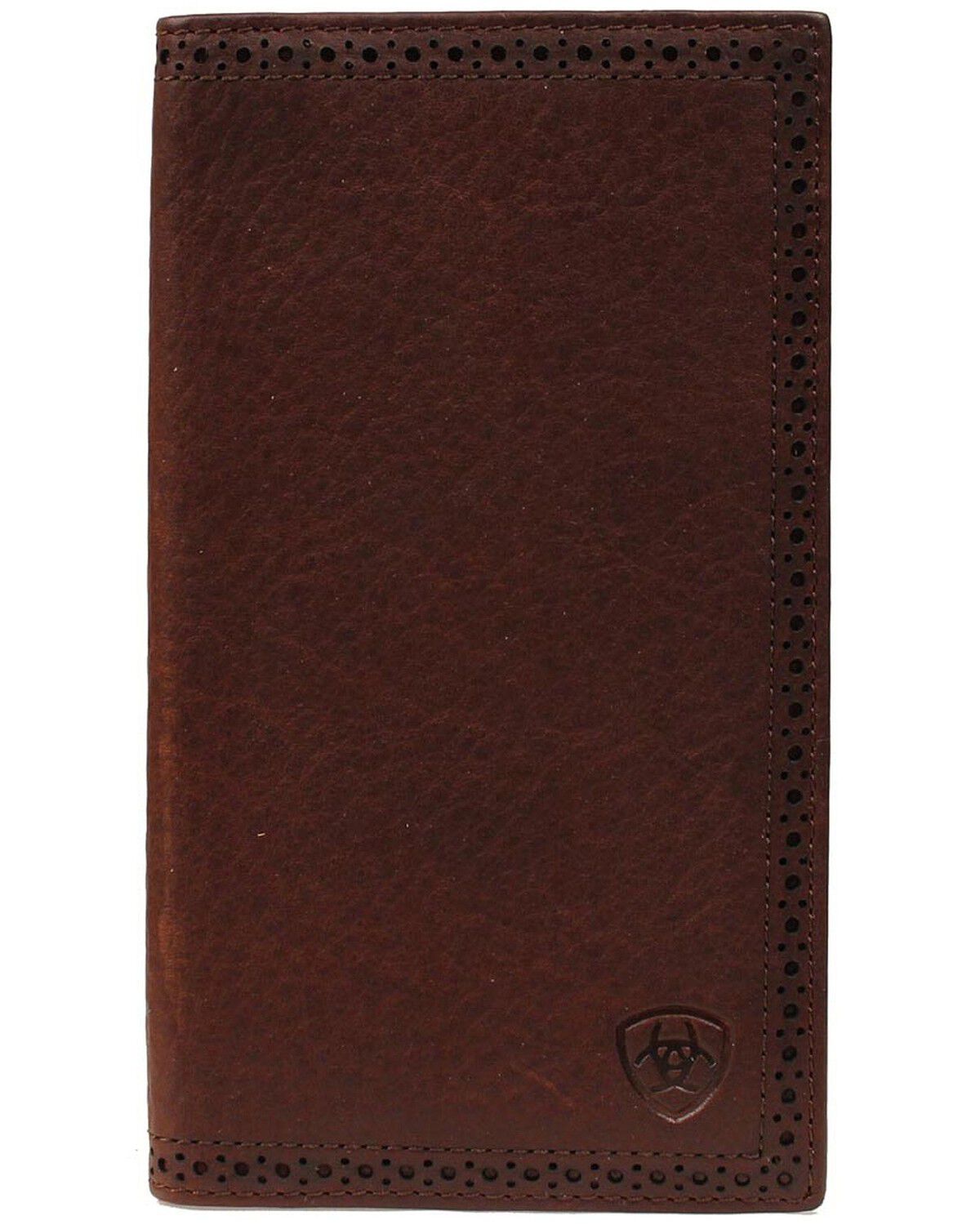 Ariat Men's Perforated Edge Rodeo Wallet, Copper, hi-res