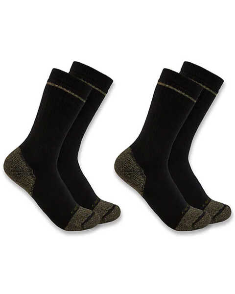 Image #1 - Carhartt Men's Midweight Steel Toe Boot Socks - 2-Pack, Black, hi-res