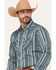 Image #2 - Ely Walker Men's Striped Long Sleeve Pearl Snap Western Shirt, Dark Teal, hi-res