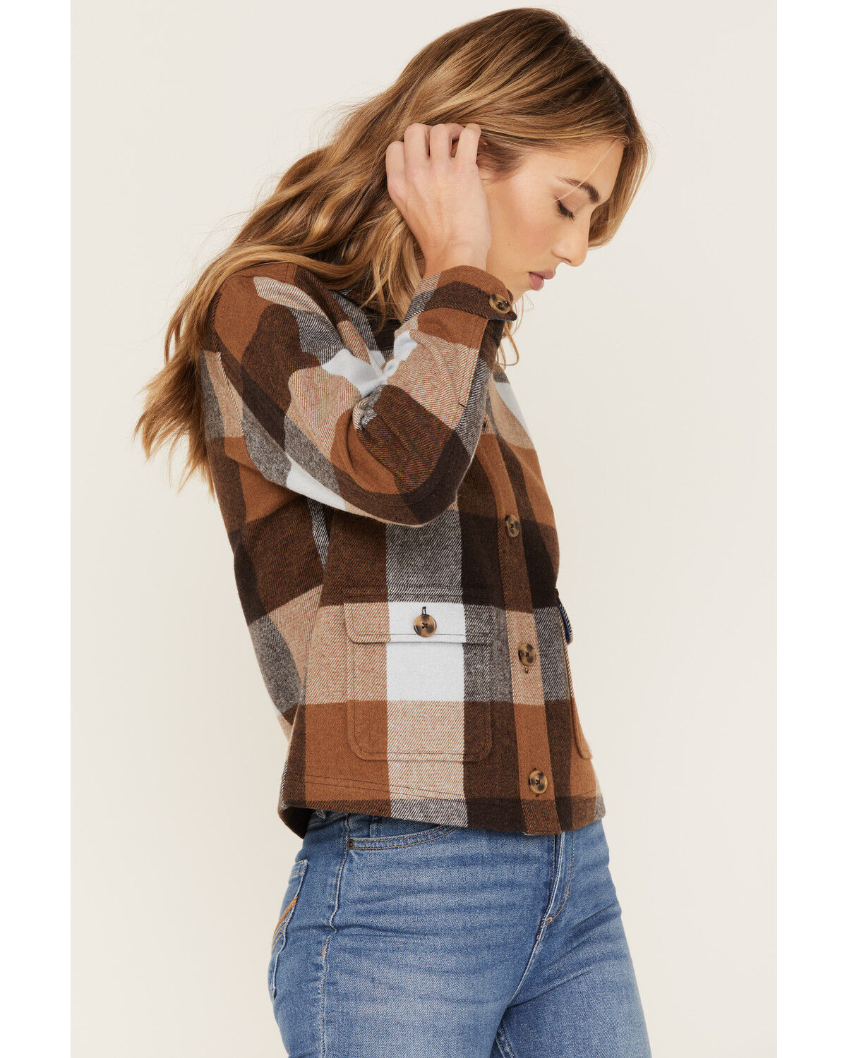 Image #2 - Idyllwind Women's Plaid Print Pocket Days Shacket, Light Blue, hi-res
