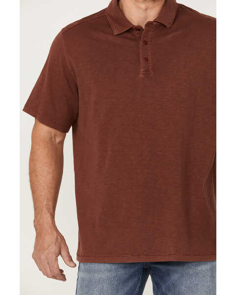 Image #3 - Brothers and Sons Men's Solid Slub Short Sleeve Polo Shirt , Red, hi-res