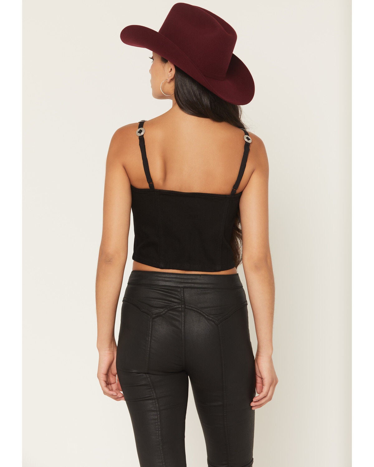 Image #4 - Wrangler Women's Sleevleless Concho Cropped Tank Top, Black, hi-res