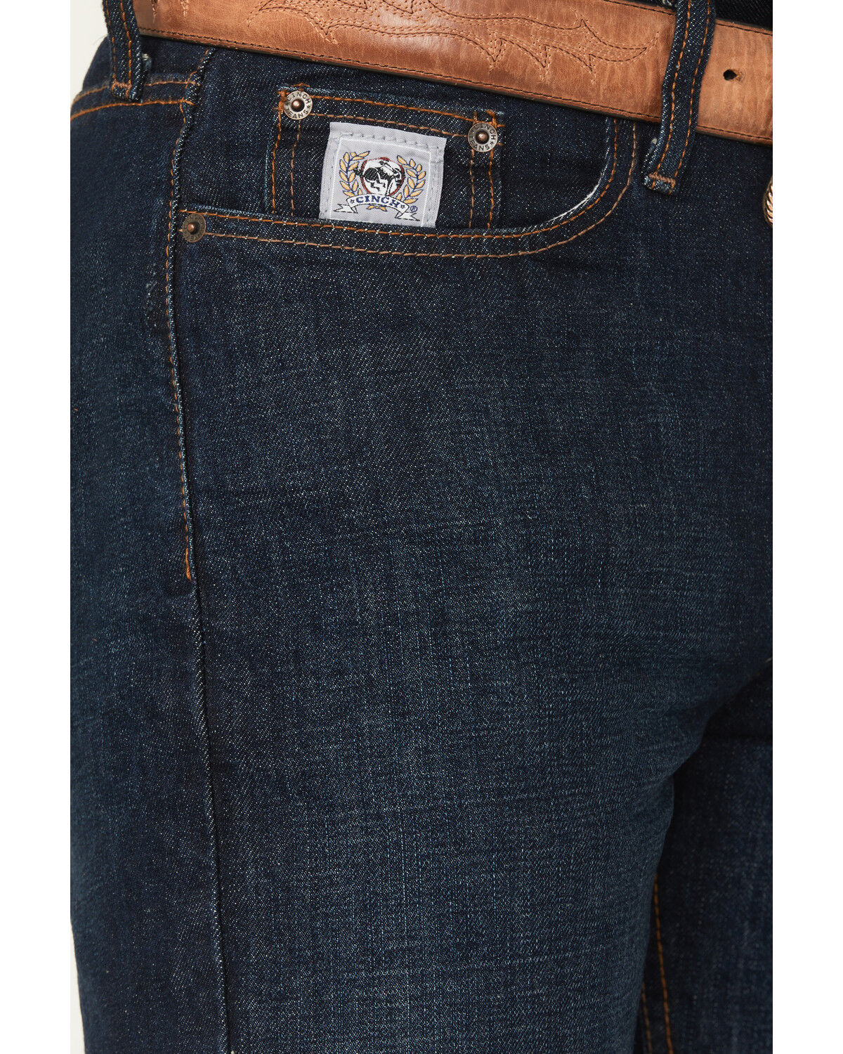 Image #2 - Cinch Men's Silver Label Dark Wash Slim Straight Jeans, Indigo, hi-res