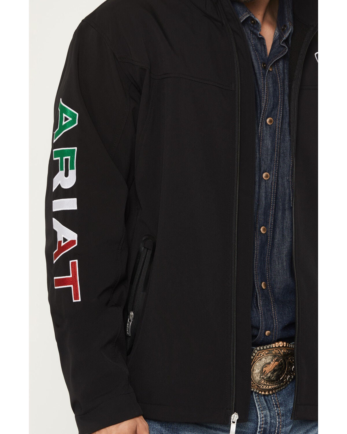 Image #3 - Ariat Men's Mexico Flag Team Softshell Jacket, Black, hi-res