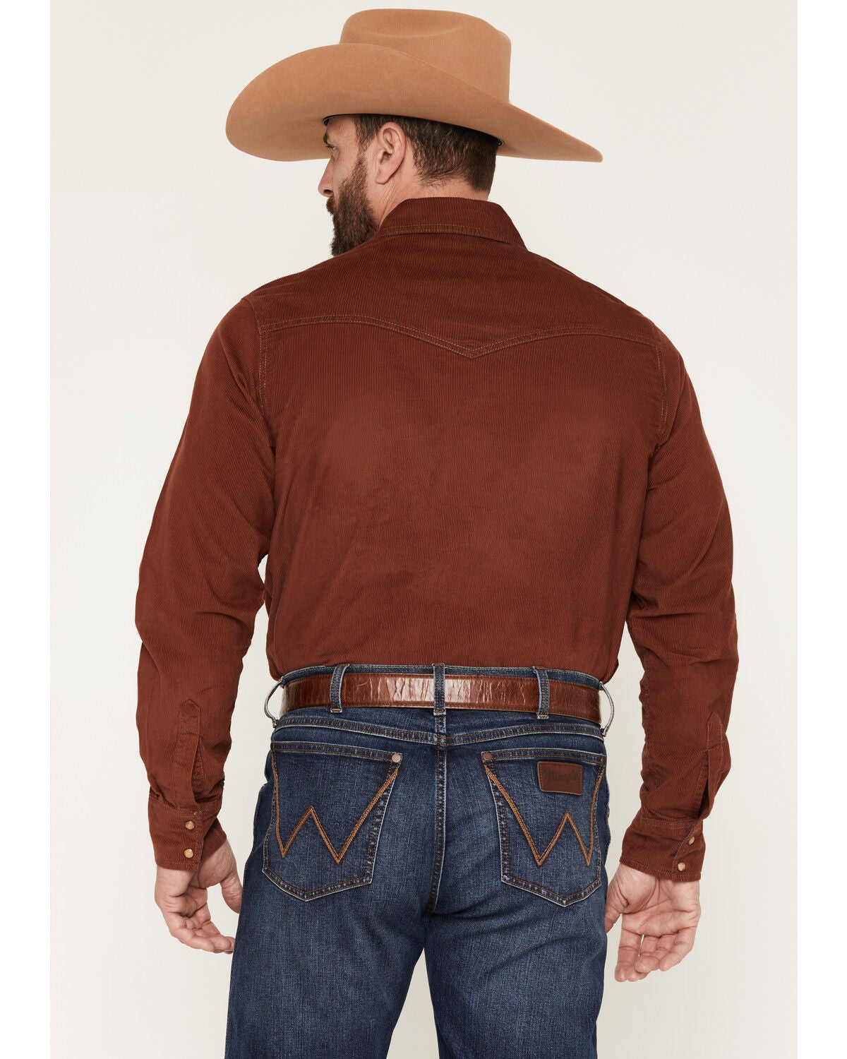 Image #3 - Wrangler Retro Men's Solid Corduroy Long Sleeve Snap Western Shirt - Tall, Rust Copper, hi-res