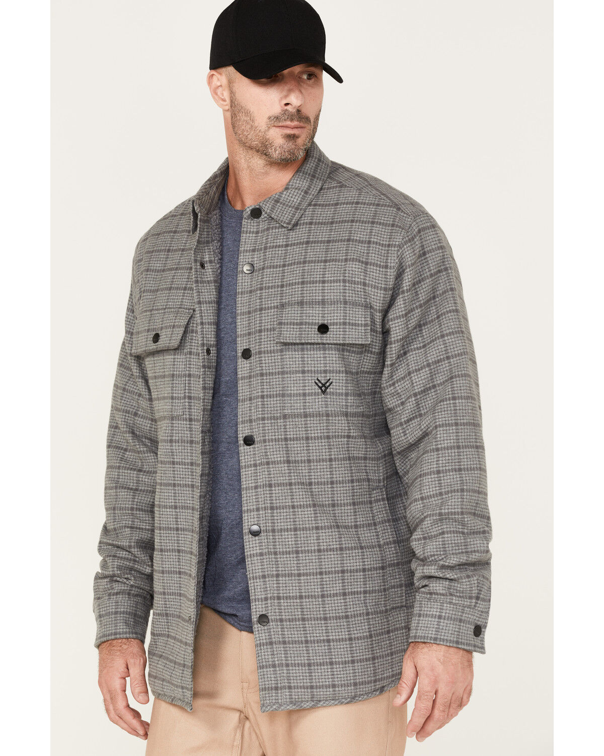 Image #2 - Hawx Men's Sherpa Lined Shirt Jacket, Charcoal, hi-res