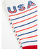 RANK 45 Girls' Striped USA Crew Socks, Red/white/blue, hi-res