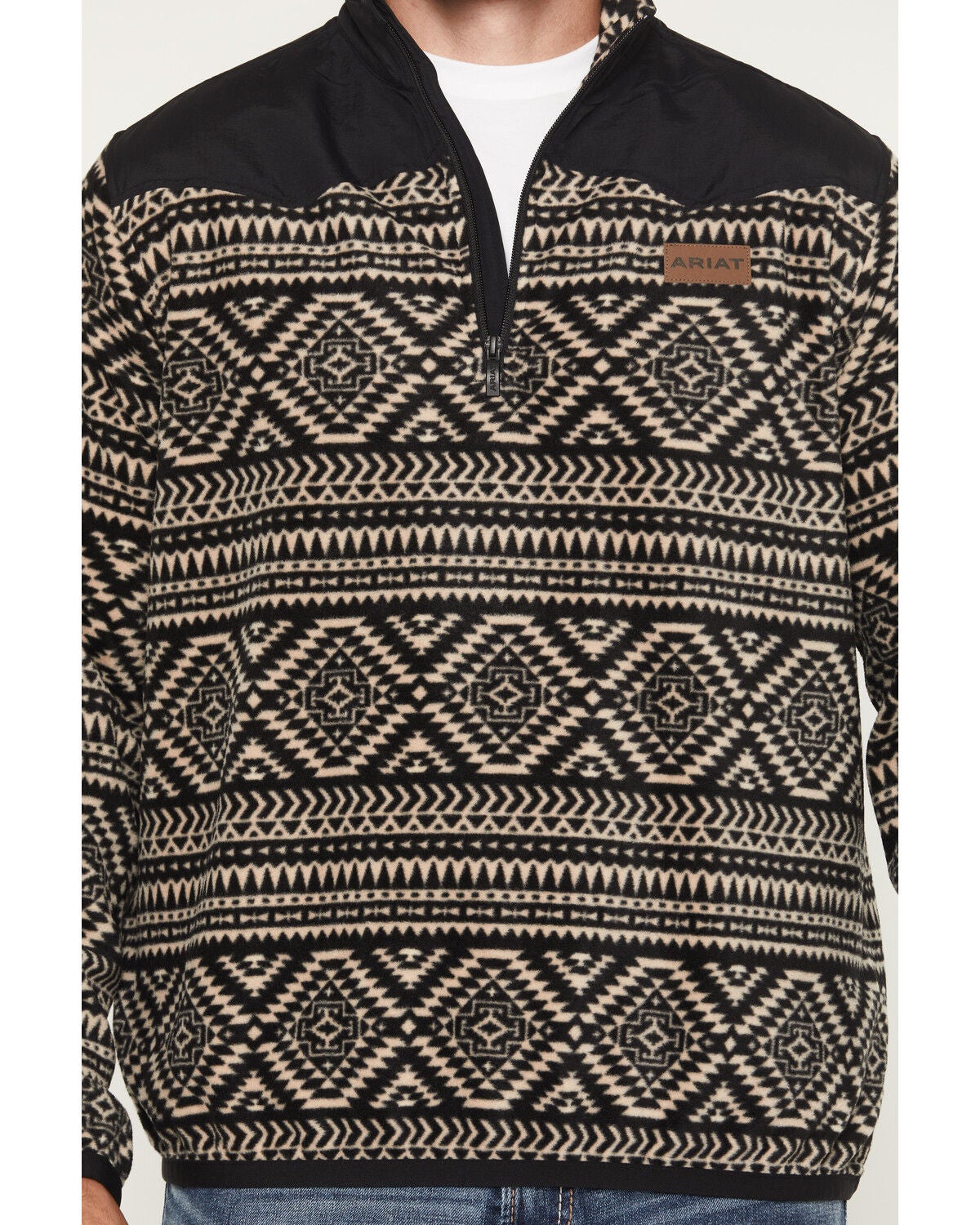 Image #4 - Ariat Men's Basis Southwest 1/4 Zip-Up Fleece Pullover, Black, hi-res