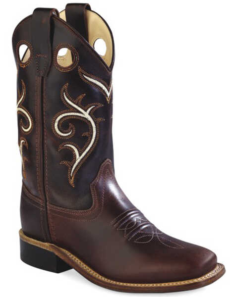 Old West Kids' Brown Swirl Western Cowboy Boots - Square Toe, Brown, hi-res