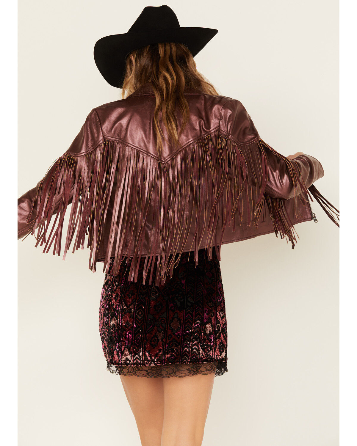 Image #5 - Idyllwind Women's Metallic Zip-Front Fringe Moto Jacket, Grape, hi-res