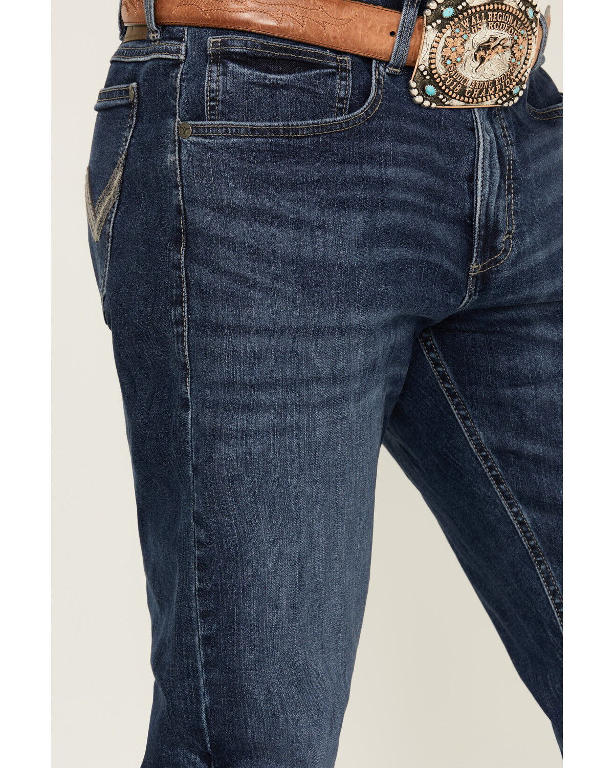 Image #2 - Wrangler 20X Men's Warren Medium Wash Slim Straight Stretch Denim Jeans - Tall, Medium Wash, hi-res