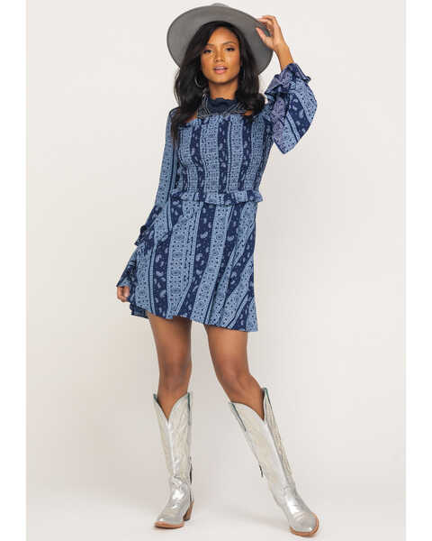 Image #6 - Rock & Roll Denim Women's  Bandana Print Dress, Navy, hi-res