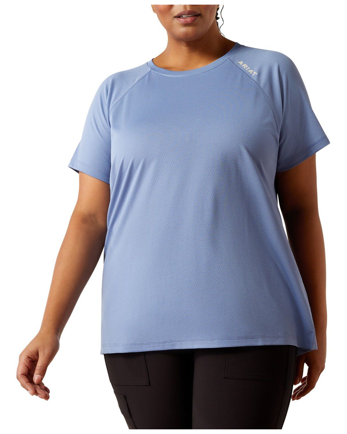 Image #1 - Ariat Women's Rebar Heat Fighter Essential Short Sleeve Work Tee - Plus, Blue, hi-res