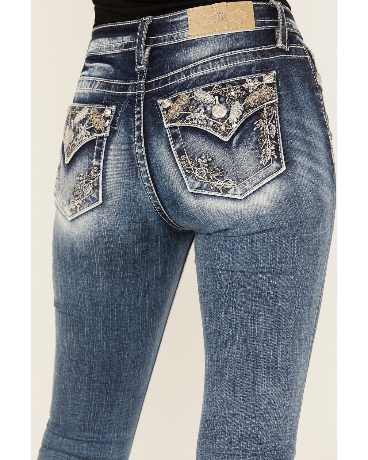 Image #2 - Miss Me Women's Dark Wash Mid Rise Stretch Bootcut Jeans, , hi-res