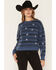Image #1 - Saltwater Luxe Women's Floral Embroidered Striped Print Sweater, Blue, hi-res