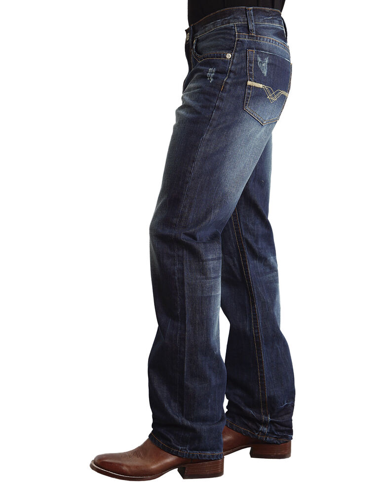 Stetson Modern Fit "V" Stitched Jeans, Dark Stone, hi-res