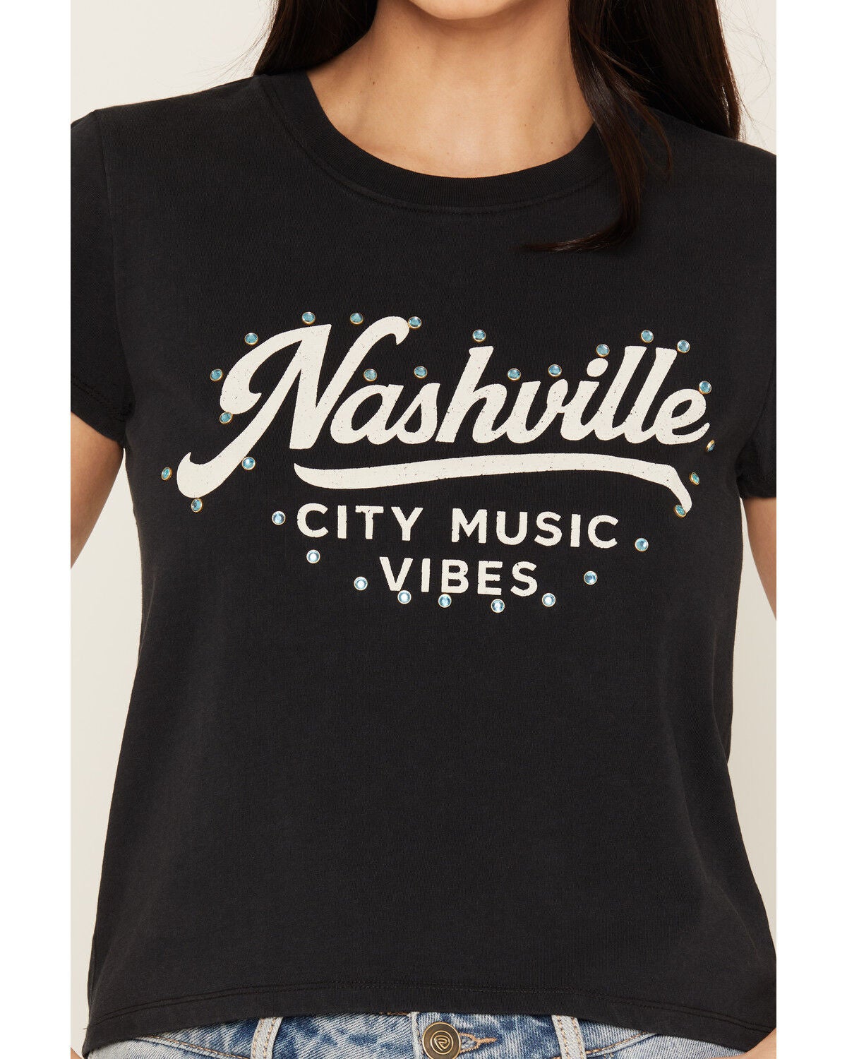 Image #3 - Blue Life Women's Nashville Music Short Sleeve Graphic Tee, Black, hi-res