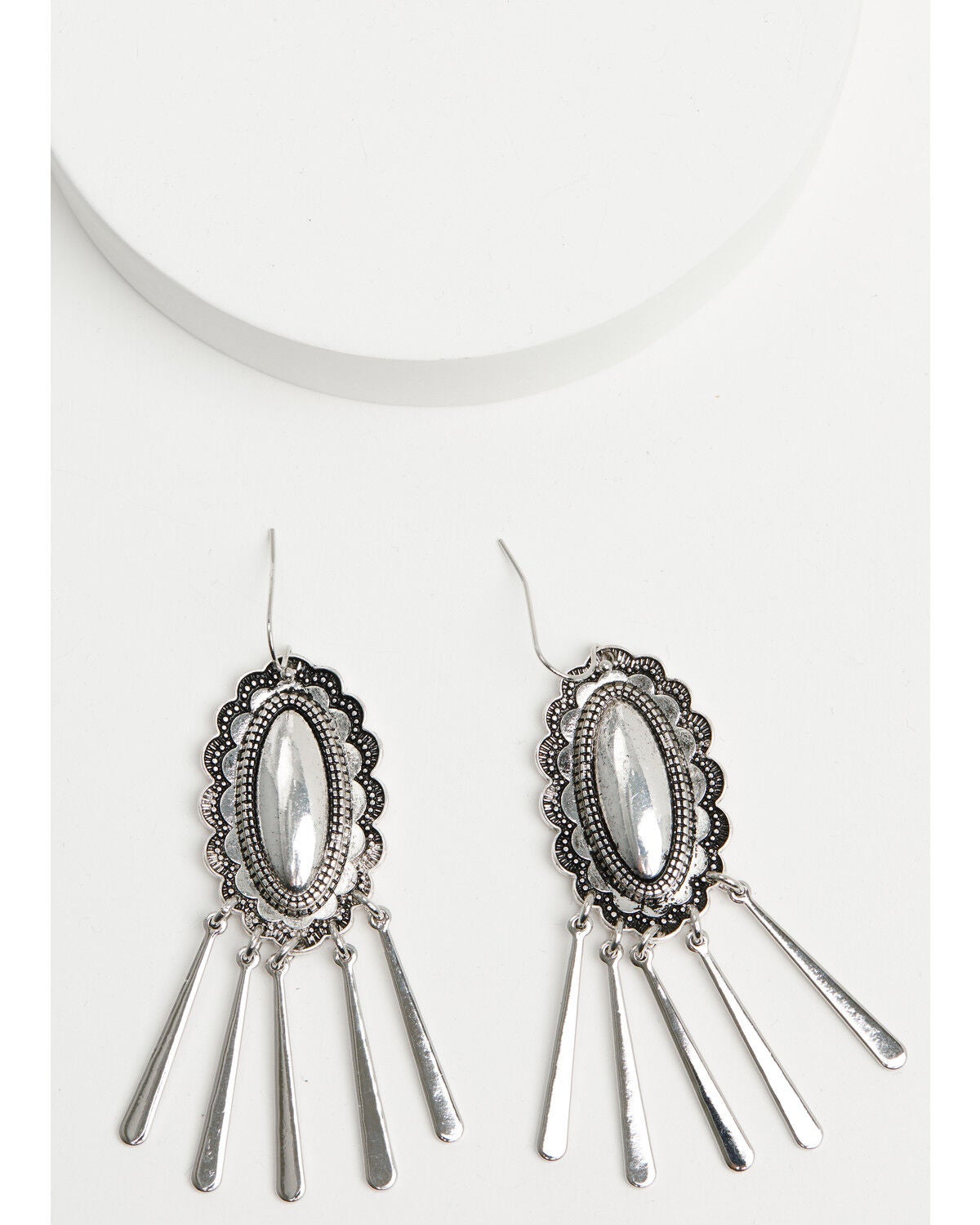 Image #1 - Shyanne Women's Concho Fringe Earrings, Silver, hi-res