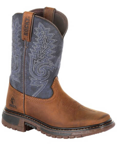 Image #1 - Rocky Boys' Ride FLX Western Boots - Square Toe, Brown, hi-res