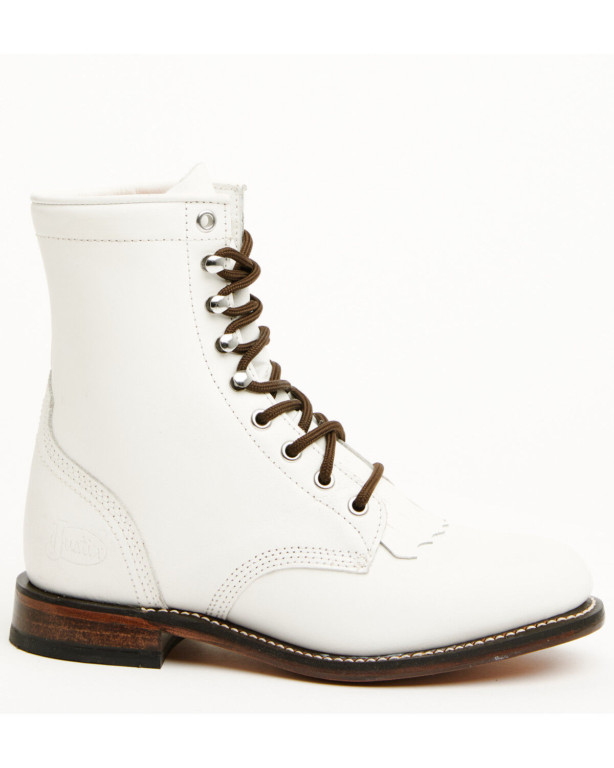 Image #2 - Justin Women's McKlean Lace-Up Boots - Round Toe, White, hi-res