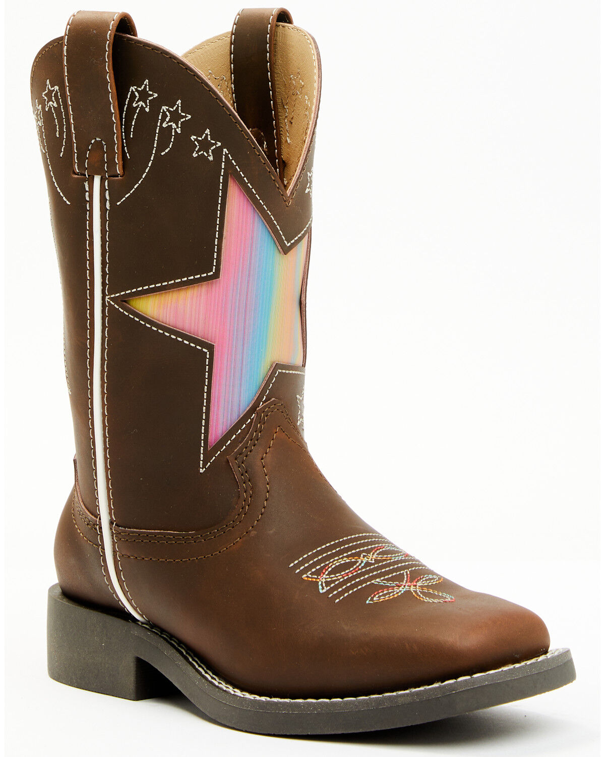 Image #1 - Shyanne Girls' Superstar Western Boots - Broad Square Toe, Brown, hi-res