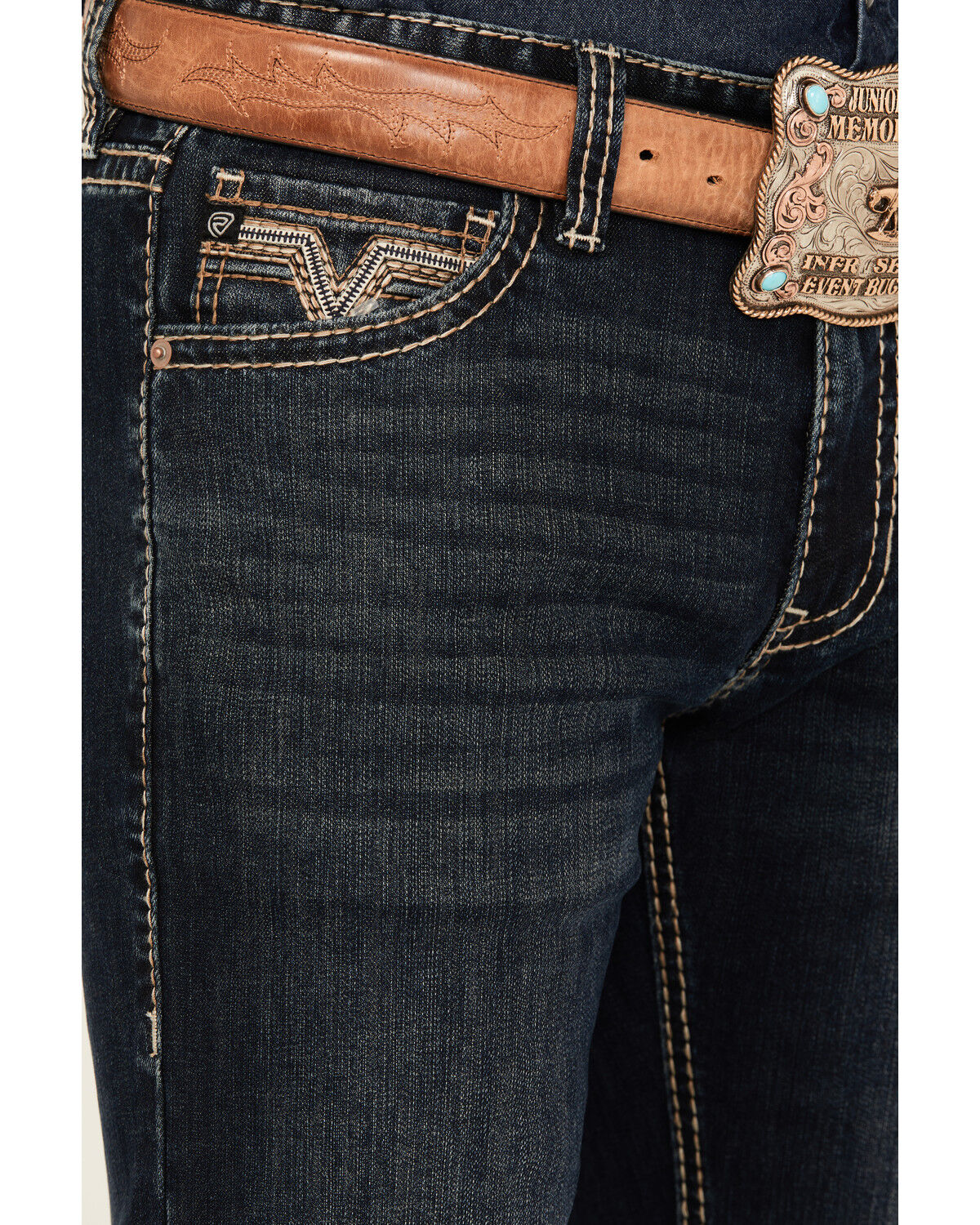 Image #2 - Rock & Roll Denim Men's Revolver Dark Wash Slim Straight Stretch Denim Jeans, Dark Wash, hi-res