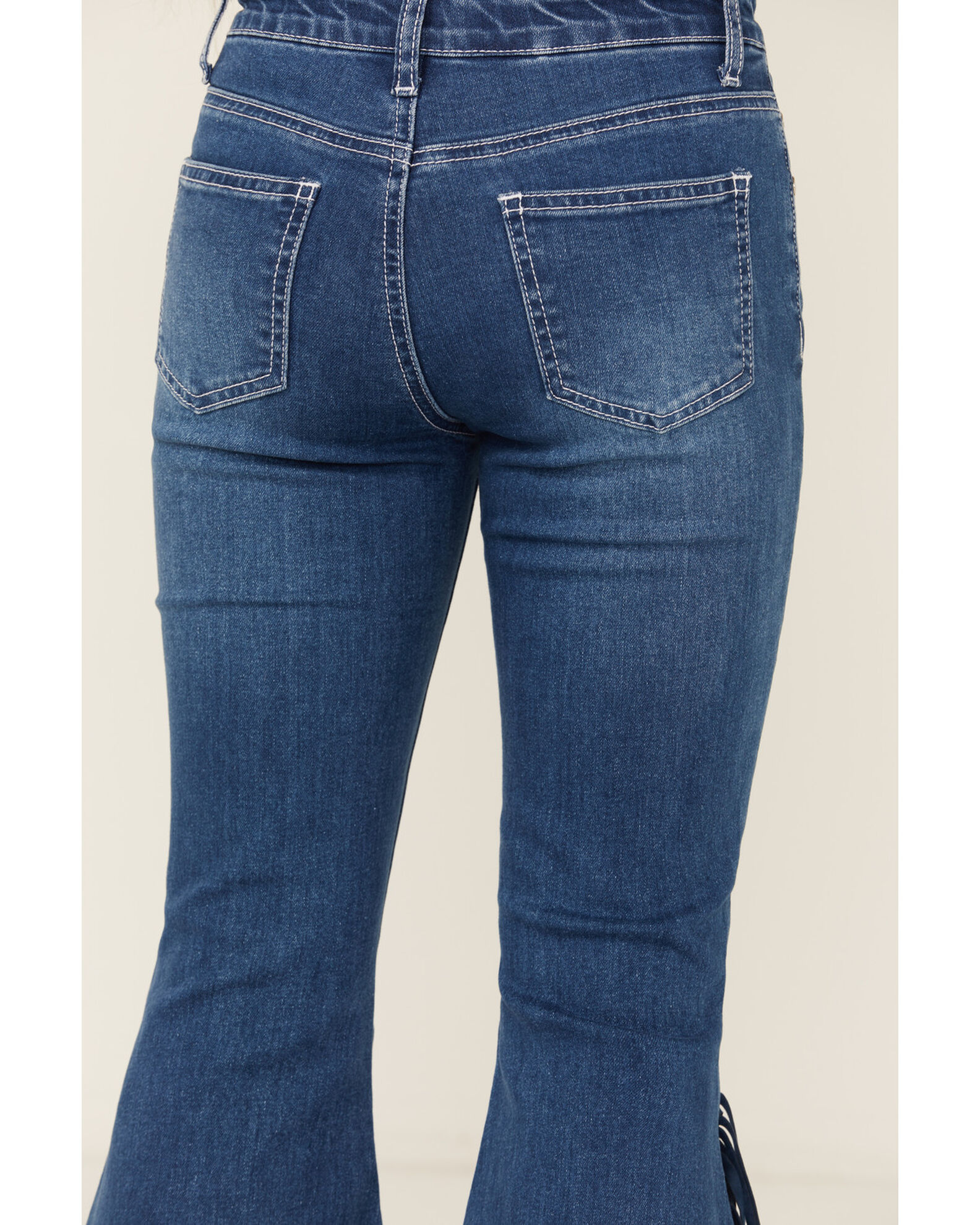 Cowgirl Hardware Girls Fringe Bell Bottom Stretch Denim Jeans Country Outfitter